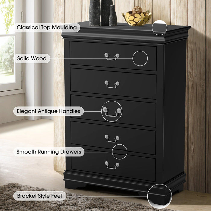 Transitional 5-Drawer 31.5 in. Wide Chest of Drawers with Bracket Feet - Sweatfully