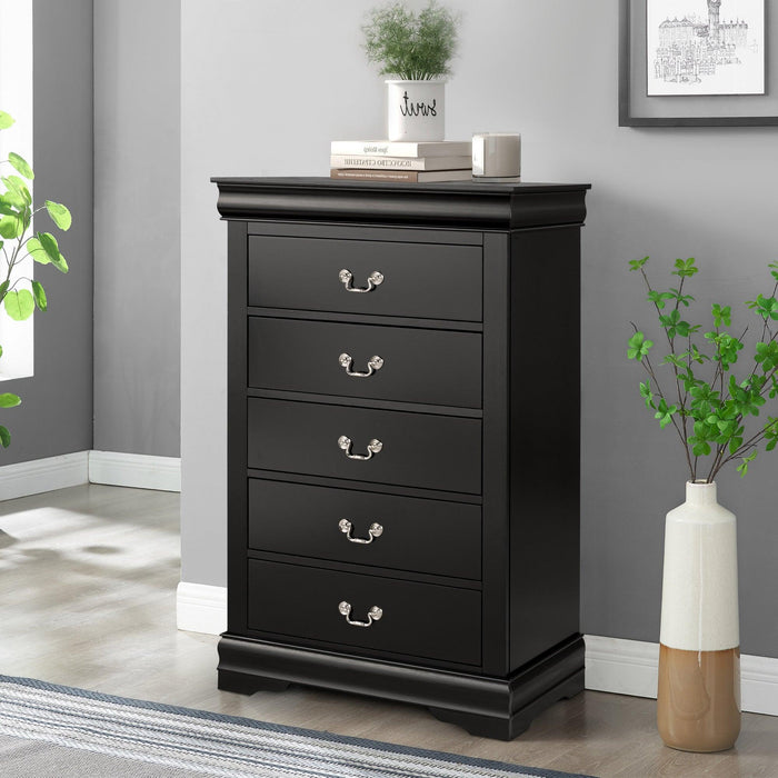 Transitional 5-Drawer 31.5 in. Wide Chest of Drawers with Bracket Feet - Sweatfully