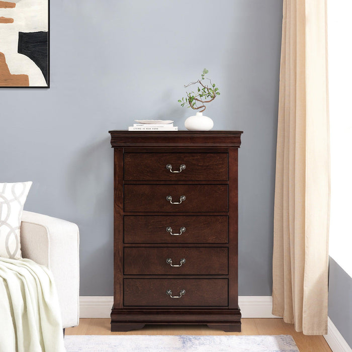 Transitional 5-Drawer 31.5 in. Wide Chest of Drawers with Bracket Feet - Sweatfully
