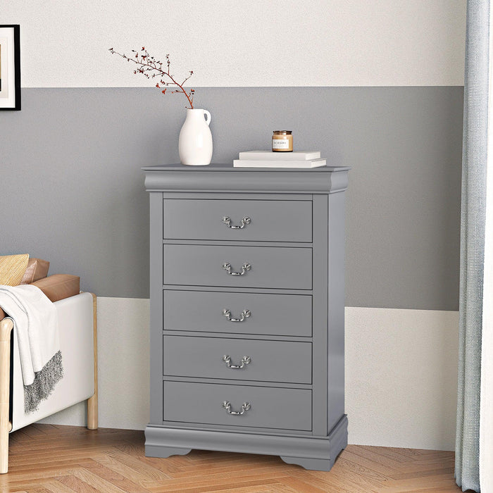 Transitional 5-Drawer 31.5 in. Wide Chest of Drawers with Bracket Feet - Sweatfully