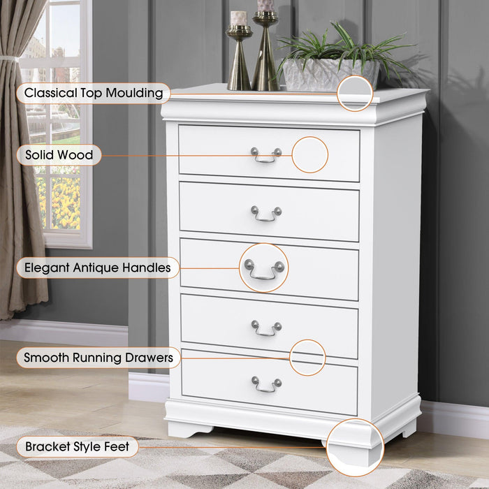 Transitional 5-Drawer 31.5 in. Wide Chest of Drawers with Bracket Feet - Sweatfully