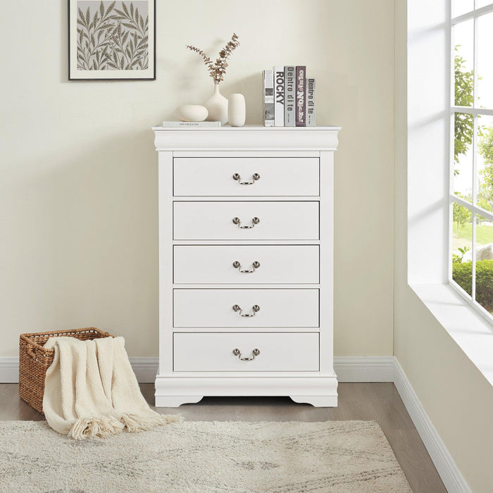 Transitional 5-Drawer 31.5 in. Wide Chest of Drawers with Bracket Feet - Sweatfully