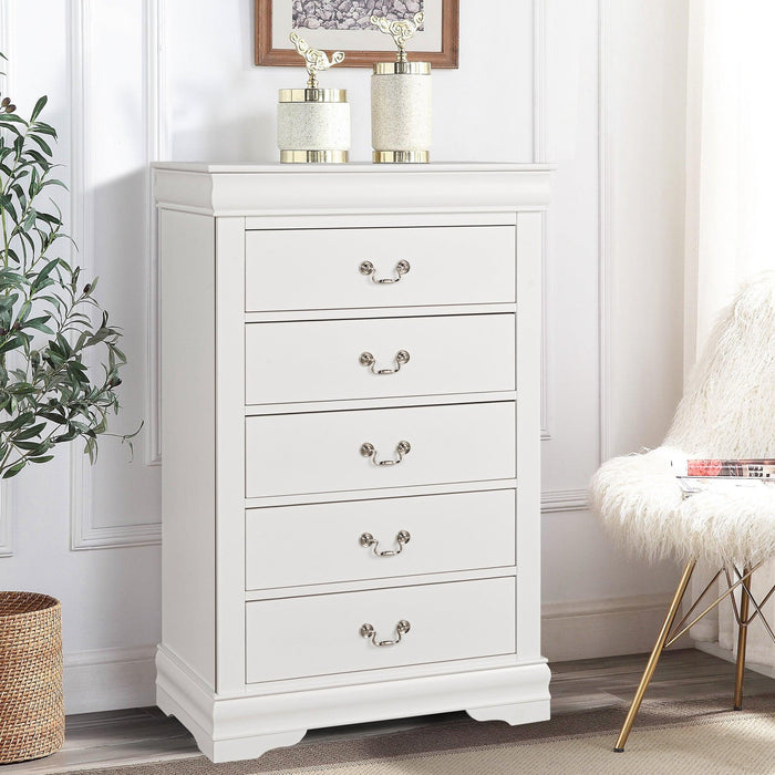 Transitional 5-Drawer 31.5 in. Wide Chest of Drawers with Bracket Feet - Sweatfully