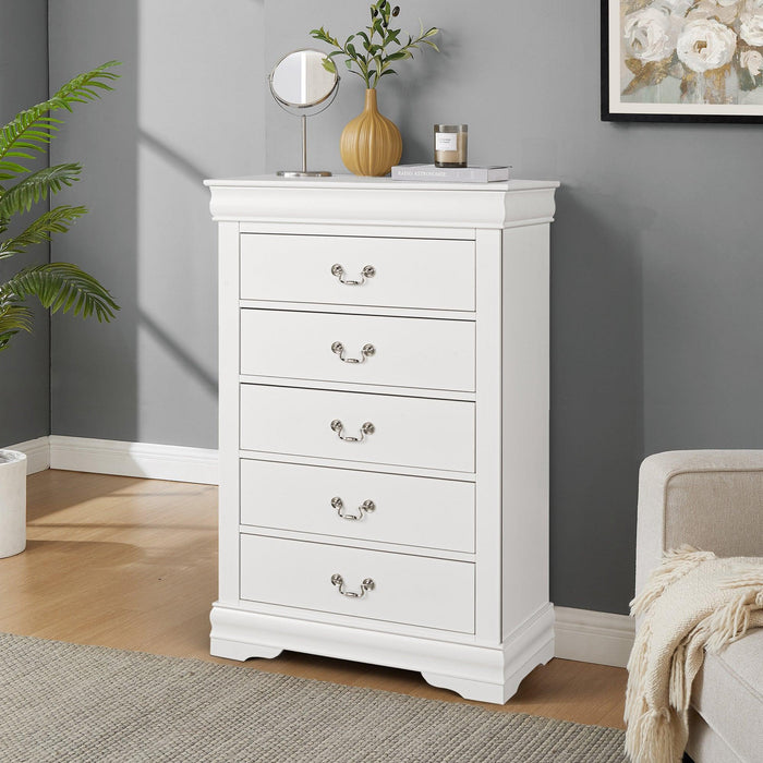 Transitional 5-Drawer 31.5 in. Wide Chest of Drawers with Bracket Feet - Sweatfully