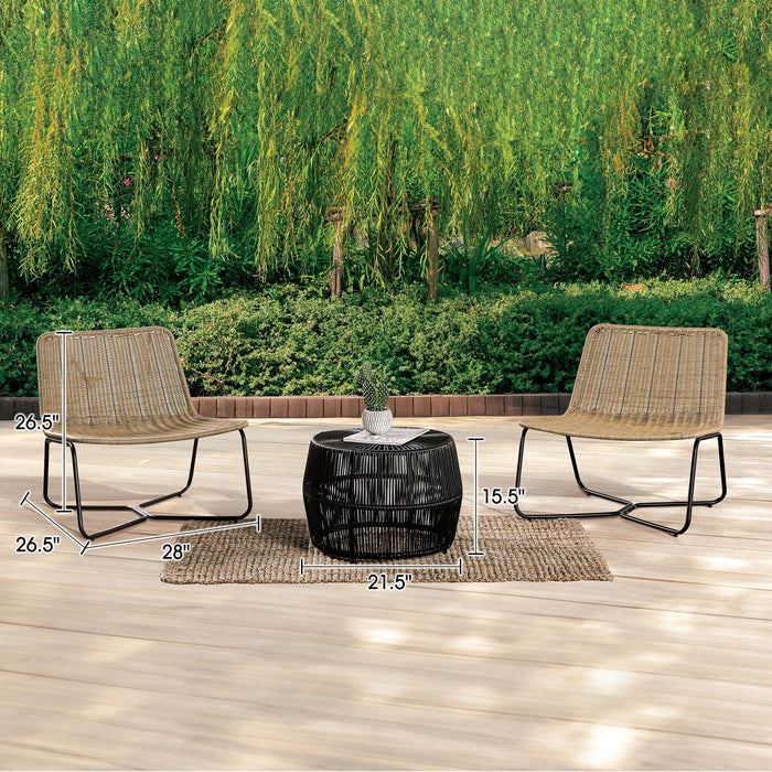 Sarabi 3-Piece Natural Wicker Outdoor Conversation Set - Sweatfully