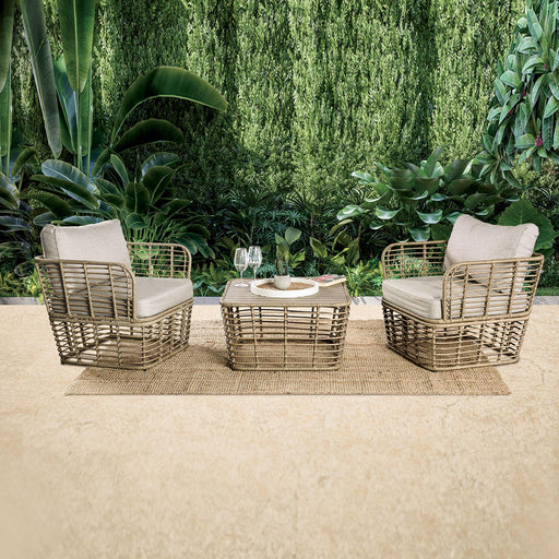 Johari Contemporary 3-Piece Outdoor Rattan Conversation Set - Sweatfully