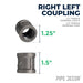 1/2 in. Black Right Left Coupling - Sweatfully