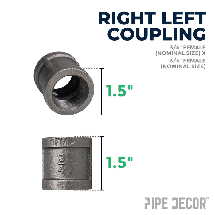 3/4 in. Black Right Left Coupling - Sweatfully
