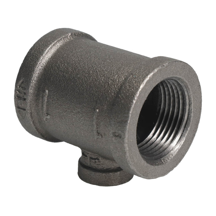 1 in. x 1 in. x 1/4 in. Black Reducing Tee - Sweatfully