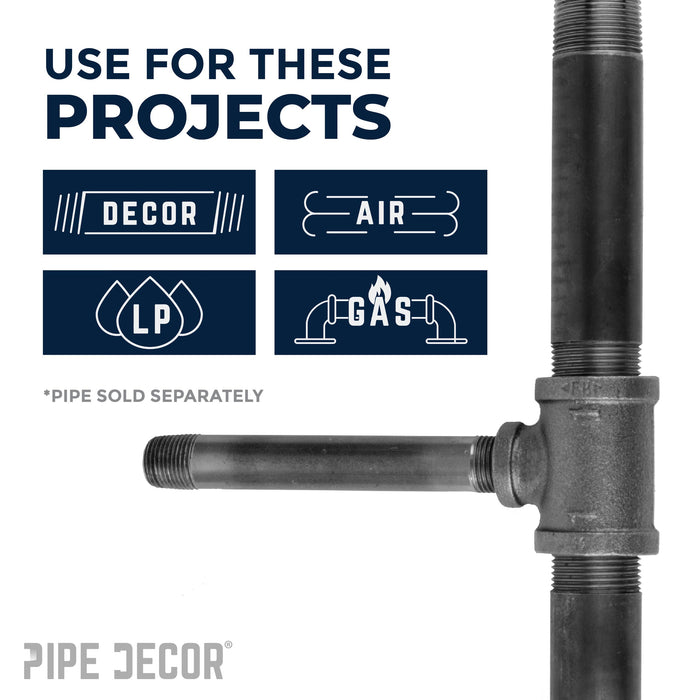 1 in. x 1 in. x 1/4 in. Black Reducing Tee - Sweatfully