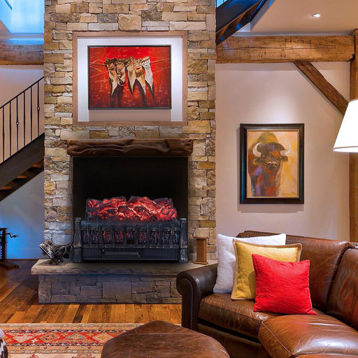 Black Electric Fireplace One Heat Settings with Flame and Remote Control - Sweatfully