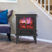Black Electric Heater Free Standing Stove, 3D Flame Overheat Protection Adjustable Thermostat, 1500W - Sweatfully