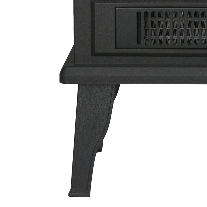 Black Electric Heater Free Standing Stove, 3D Flame Overheat Protection Adjustable Thermostat, 1500W - Sweatfully
