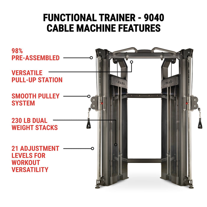 XMARK Functional Trainer With Dual 230 lb Weight Stacks FT-9040 - Sweatfully