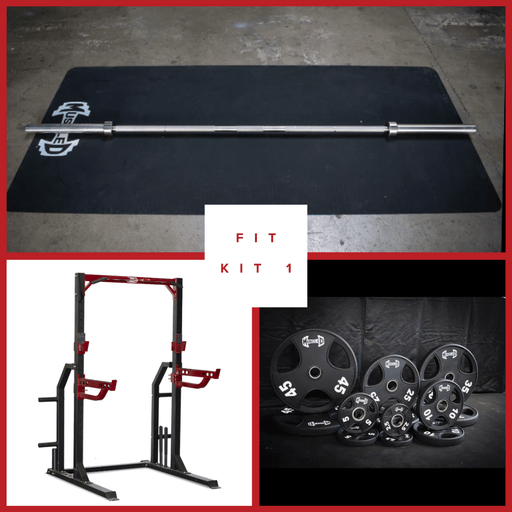 Compact Half Cage Complete Weight Kit - Muscle D Fitness - Storage Squat Rack Adjustable - Dip Handles - Sweatfully
