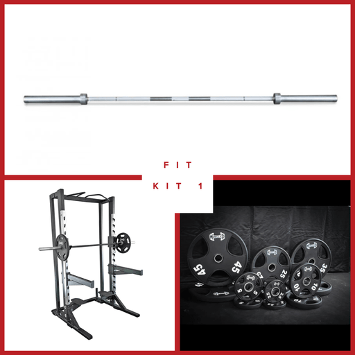 Deluxe Half Rack Complete Weight Set - Muscle D Fitness - Heavy Duty - Adjustable Safety Bars - Pull Up - Vertical Olympic Bar Storage - Sweatfully
