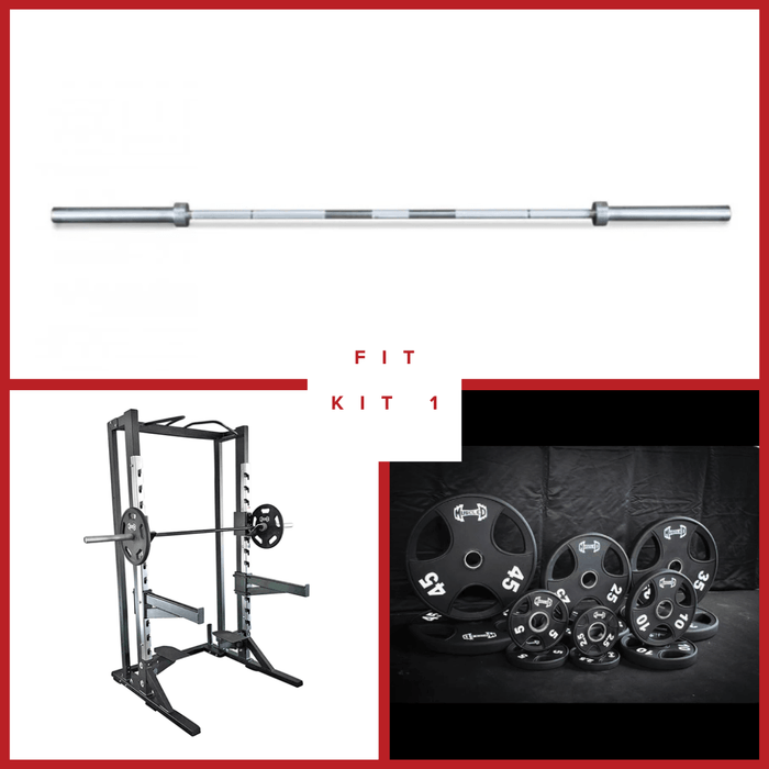Deluxe Half Rack Complete Weight Set - Muscle D Fitness - Heavy Duty - Adjustable Safety Bars - Pull Up - Vertical Olympic Bar Storage - Sweatfully