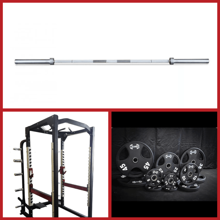Power Cage Complete Weight Set - Muscle D Fitness - Commercial Squat Rack - Functional Pull-Up Bar - 10 Weight Storage Pegs - Power Rack - Sweatfully