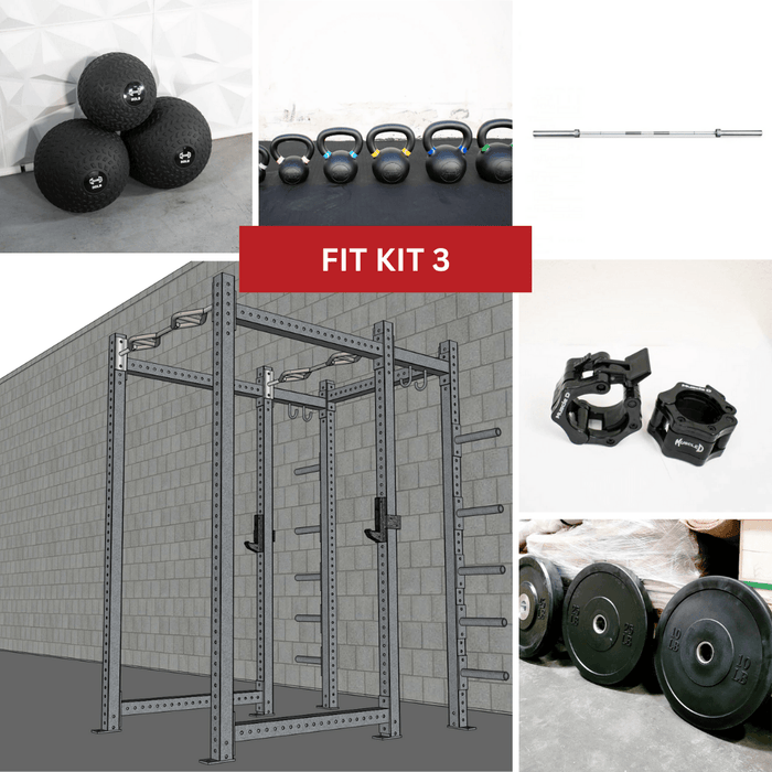 TGrip Commercial Full Power Rack Set - 3x3 Steel - Functional Multi-Grip Pull-Up - Plate Storage - J-Hooks - Sweatfully