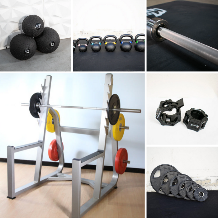 Commercial Squat Rack Kits - Muscle D Fitness - Gym Storage - Black / Silver - Sweatfully