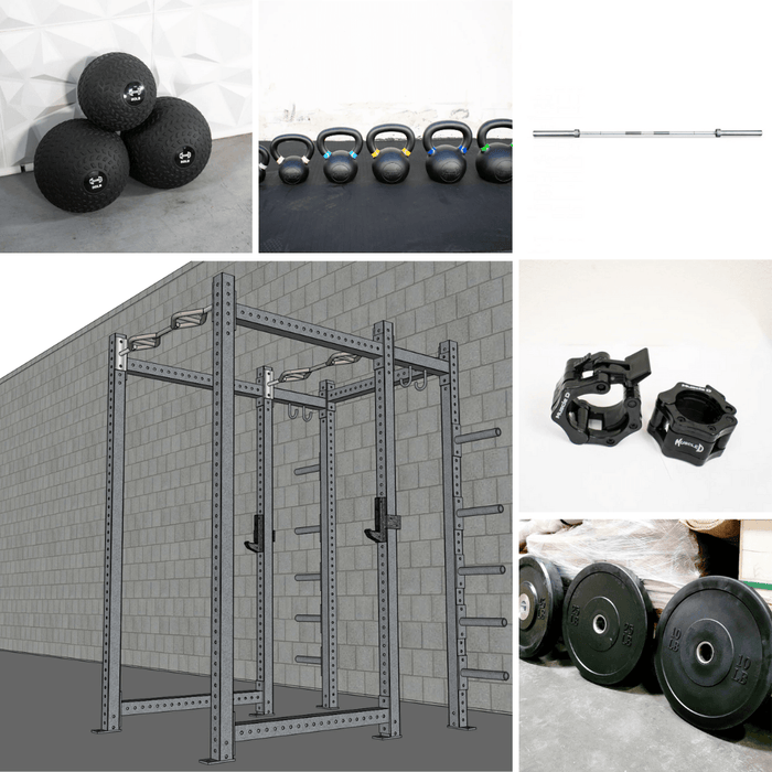 TGrip Commercial Full Power Rack Set - 3x3 Steel - Functional Multi-Grip Pull-Up - Plate Storage - J-Hooks - Sweatfully