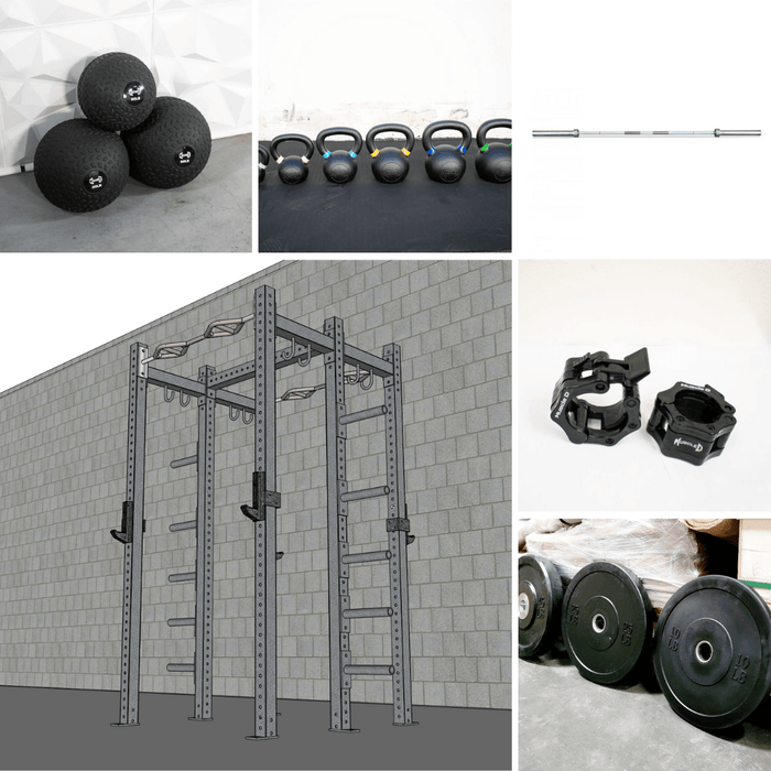 TGrip Commercial Double Half Rack Weight Set - 3x3 Steel - Functional Multi-Grip Pull-Up - Integrated Plate Storage - J-Hooks - Sweatfully