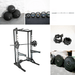 Deluxe Half Rack Complete Weight Set - Muscle D Fitness - Heavy Duty - Adjustable Safety Bars - Pull Up - Vertical Olympic Bar Storage - Sweatfully