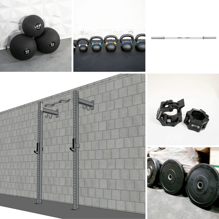 TGrip Commercial 4' Low Profile Wall Mount Rig Fitness Kits - 3x3 Steel - Functional Multi-Grip Pull-Up - Sandwich Style J-Hooks - Sweatfully