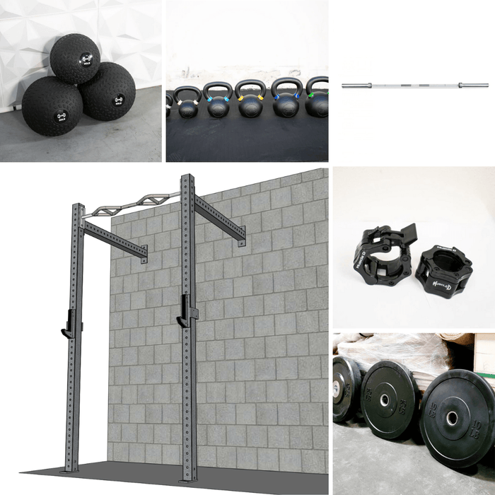 TGrip Commercial 4' Wall Mount Rig Weight Set - 3x3 Steel - Functional Multi-Grip Pull-Up - Sandwich Style J-Hooks - Sweatfully