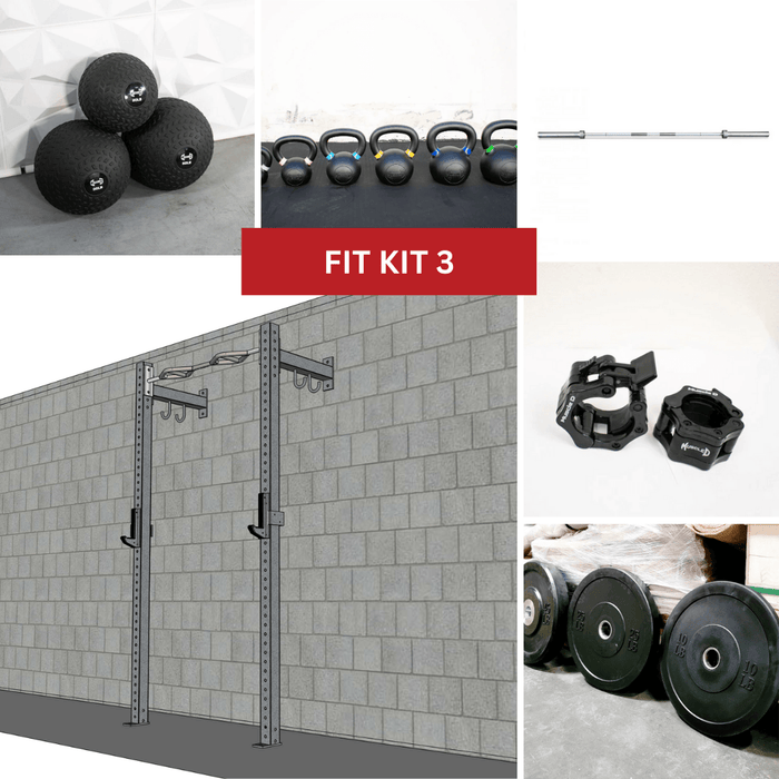 TGrip Commercial 4' Low Profile Wall Mount Rig Fitness Kits - 3x3 Steel - Functional Multi-Grip Pull-Up - Sandwich Style J-Hooks - Sweatfully