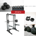 Deluxe Half Rack Complete Weight Set - Muscle D Fitness - Heavy Duty - Adjustable Safety Bars - Pull Up - Vertical Olympic Bar Storage - Sweatfully