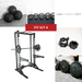 Deluxe Half Rack Complete Weight Set - Muscle D Fitness - Heavy Duty - Adjustable Safety Bars - Pull Up - Vertical Olympic Bar Storage - Sweatfully