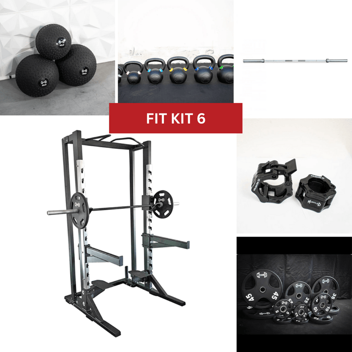 Deluxe Half Rack Complete Weight Set - Muscle D Fitness - Heavy Duty - Adjustable Safety Bars - Pull Up - Vertical Olympic Bar Storage - Sweatfully