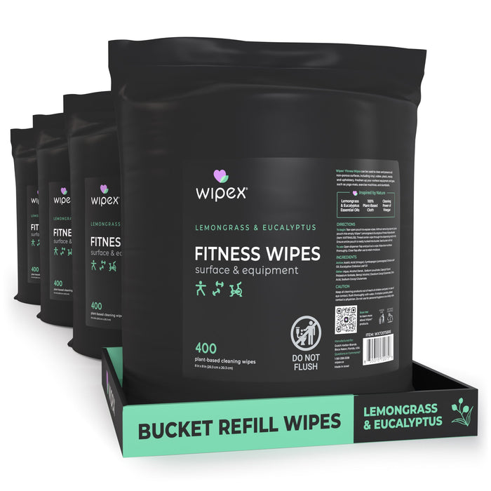 Wipex 400 Yoga Mat Wipes | Natural | Plant-based | For Fitness & Yoga Gear, Chiropractic, Massage Tables - Sweatfully