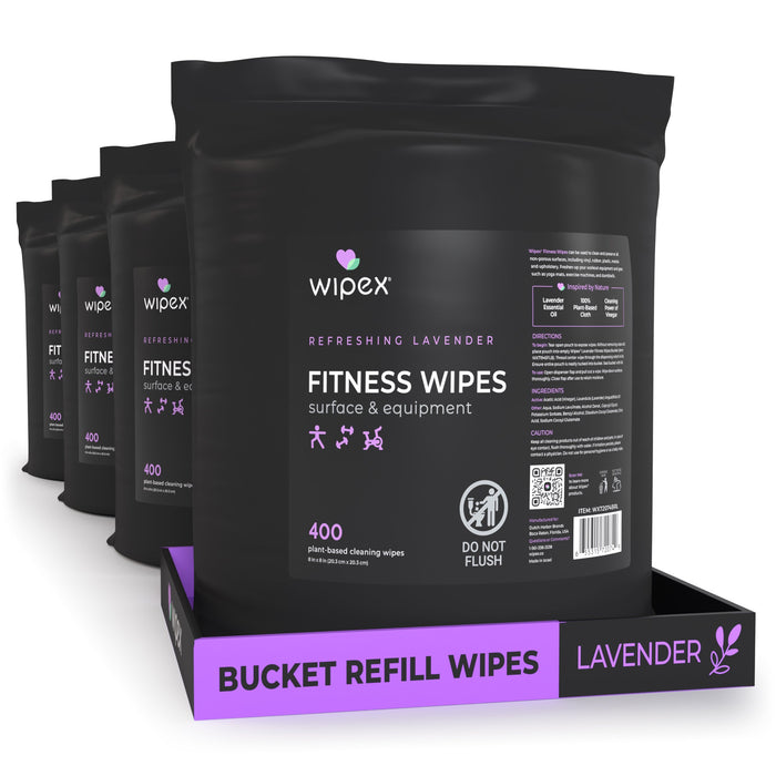 Wipex 400 Yoga Mat Wipes | Natural | Plant-based | For Fitness & Yoga Gear, Chiropractic, Massage Tables - Sweatfully