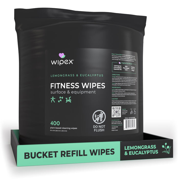 Wipex 400 Yoga Mat Wipes | Natural | Plant-based | For Fitness & Yoga Gear, Chiropractic, Massage Tables - Sweatfully