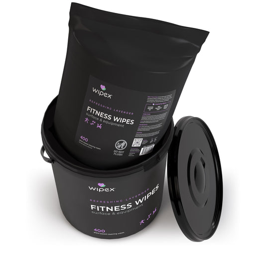 Wipex Natural Gym Wipes Starter Bundle | Dispenser Bucket with Refill | Plant-Based Wipes for Fitness Equipment - Sweatfully