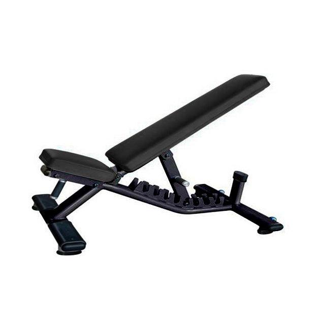 Flat to Incline Bench - Muscle D Fitness - 11 Gauge Steel - Commercial Upholstery - Seat and Back are Adjustable - Sweatfully