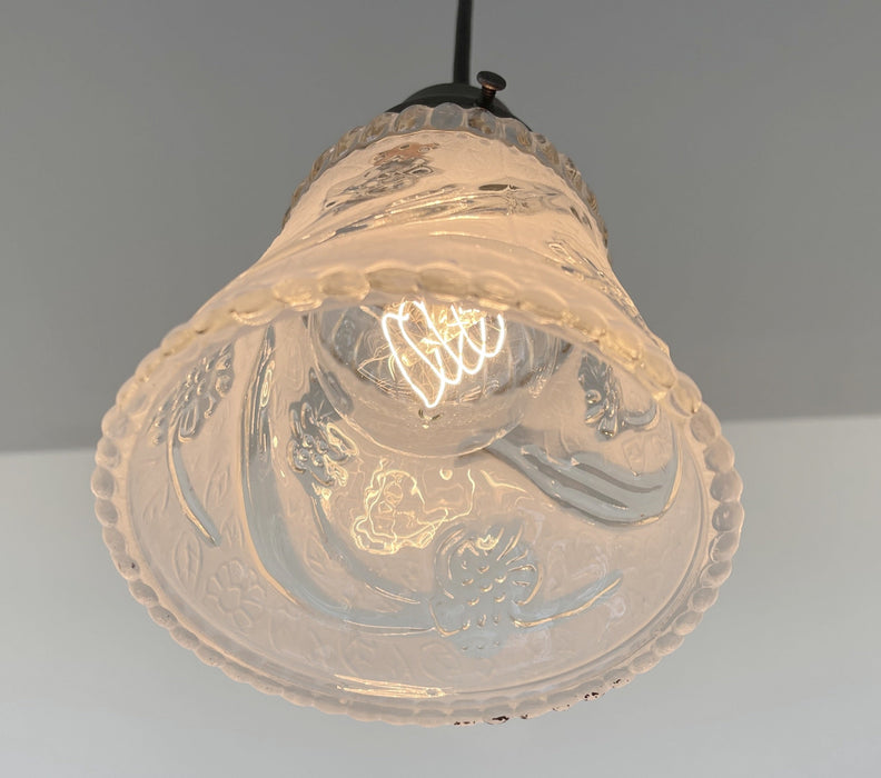 Vintage 1960's Frost & Clear PENDANT Light - Sweatfully