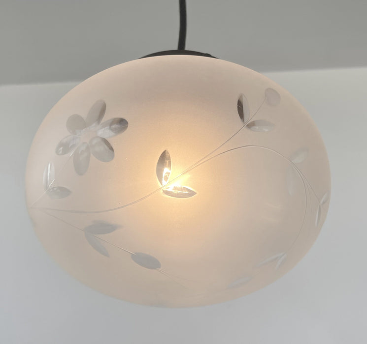 Authentic 1940's Frosted Cut Glass PENDANT Light - Sweatfully