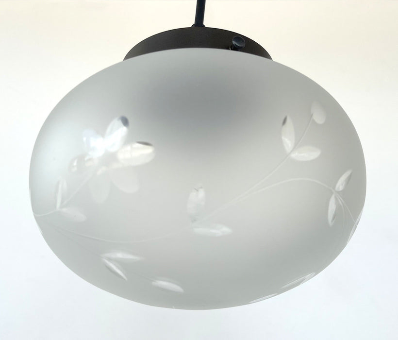 Authentic 1940's Frosted Cut Glass PENDANT Light - Sweatfully