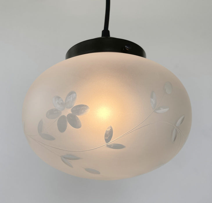 Authentic 1940's Frosted Cut Glass PENDANT Light - Sweatfully