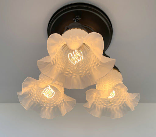 Frosted Antique Hobnail Glass Ceiling LIGHT 1950's - Sweatfully