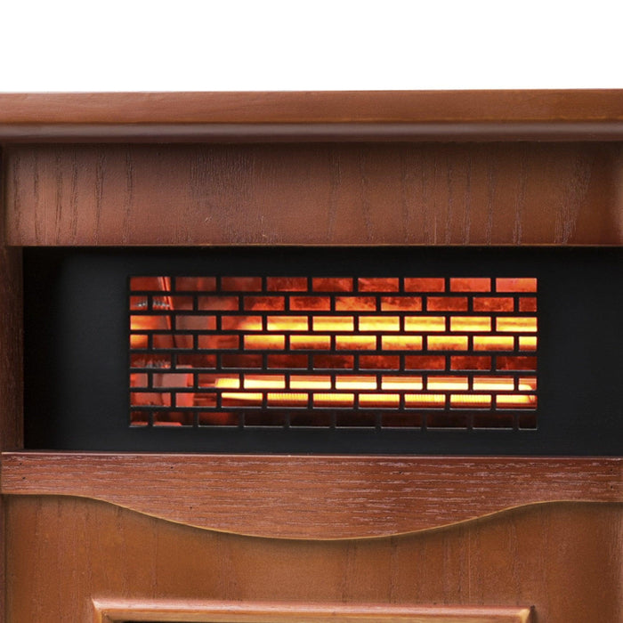 1500-Watt Electric Cabinet 4 Quartz Infrared Heater Wood with LED Digital Screen, Remote Control and Timer - Sweatfully