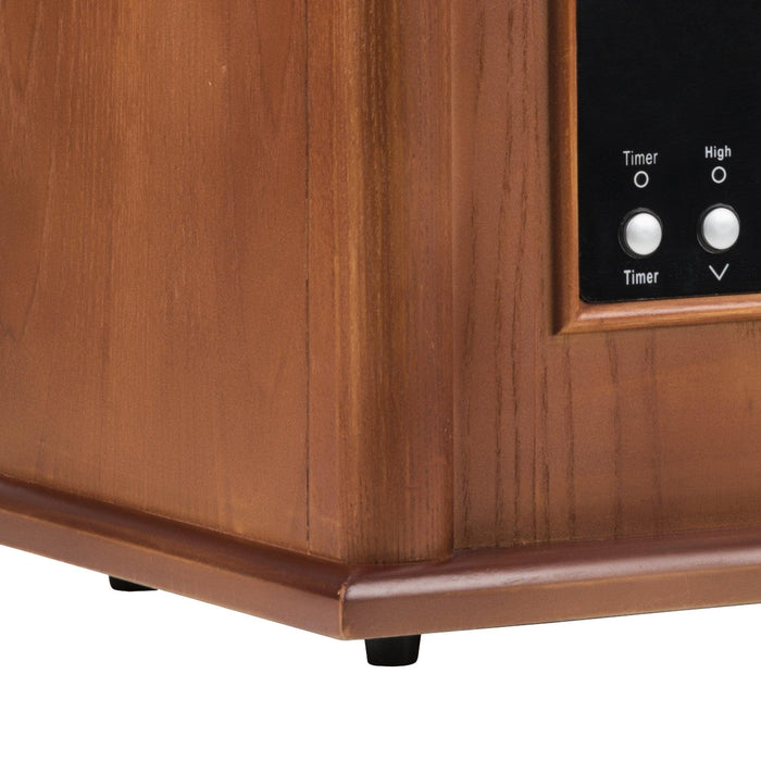 1500-Watt Electric Cabinet 4 Quartz Infrared Heater Wood with LED Digital Screen, Remote Control and Timer - Sweatfully