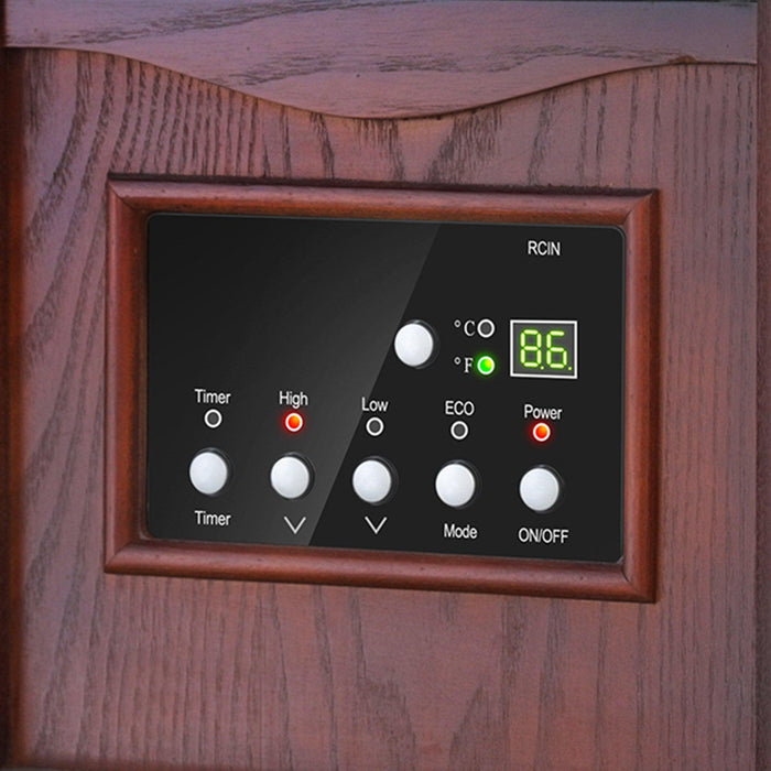 1500-Watt Electric Cabinet 4 Quartz Infrared Heater Wood with LED Digital Screen, Remote Control and Timer - Sweatfully