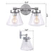 Gleam Modern Farmhouse 2-Light Vanity Light - Sweatfully