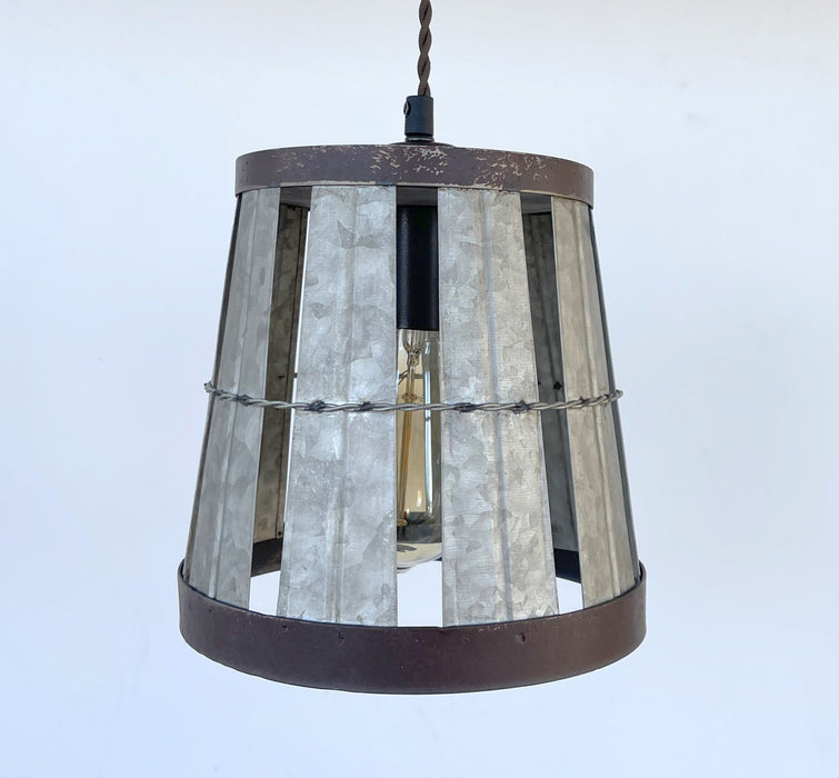 Galvanized Open Weave INDUSTRIAL Pendant Light - Sweatfully