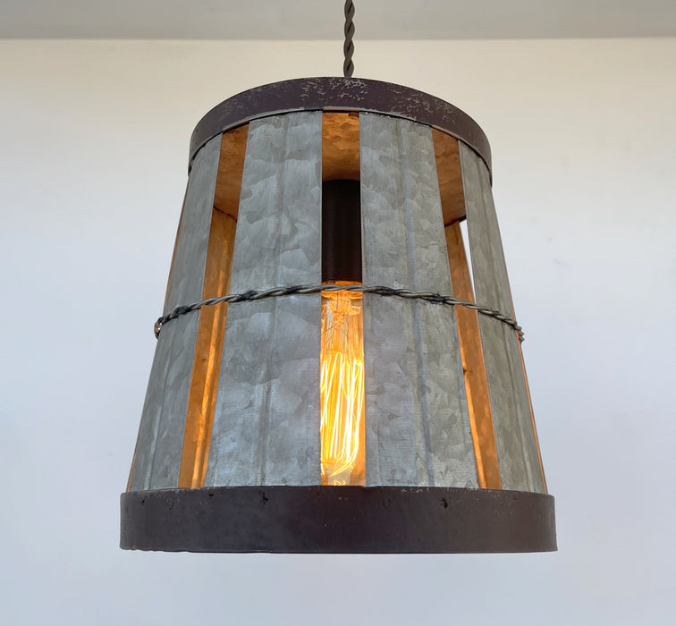 Galvanized Open Weave INDUSTRIAL Pendant Light - Sweatfully