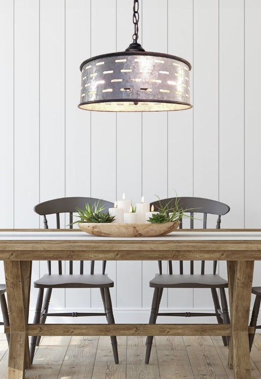 Rustic Chandelier Light Fixture of Galvanized Metal - Sweatfully